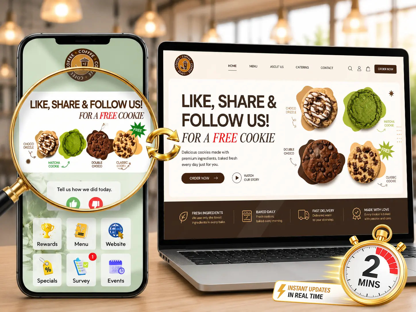 Update once and show everywhere across restaurant marketing channels